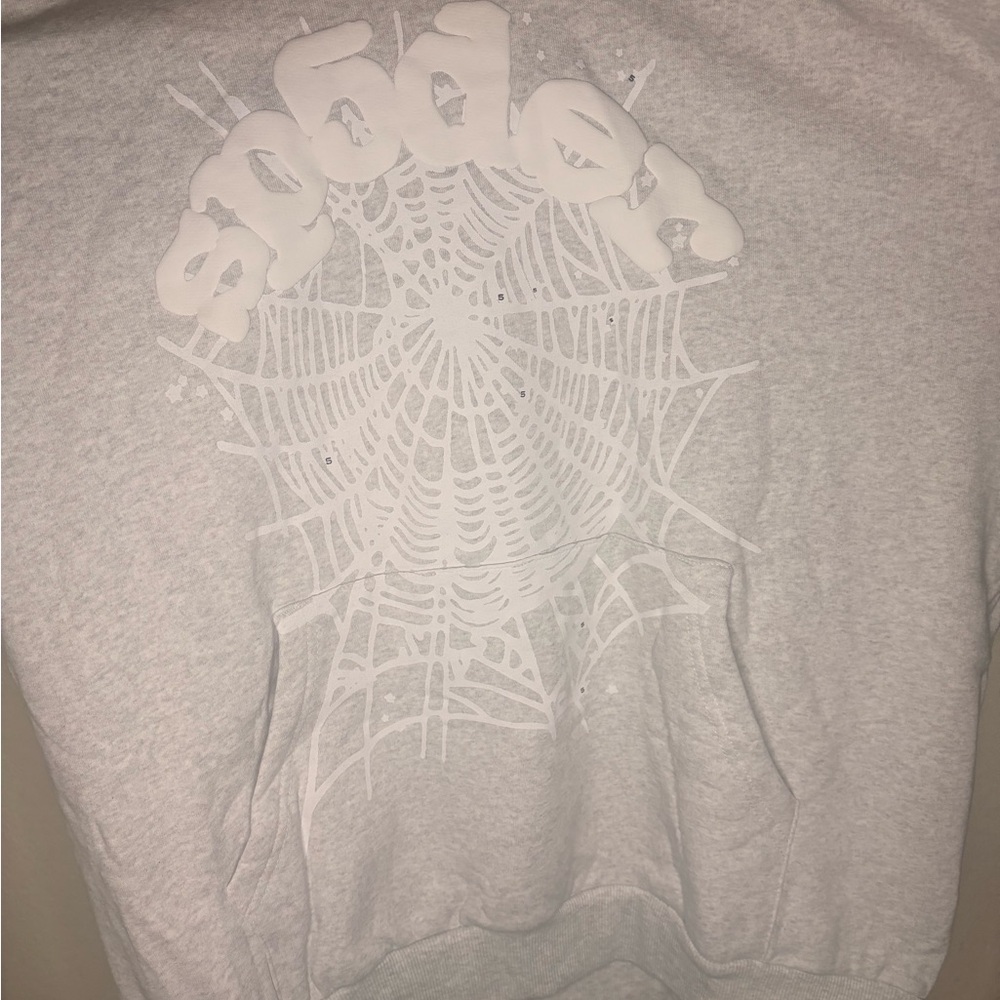 Gray Hoodie with White Web Design